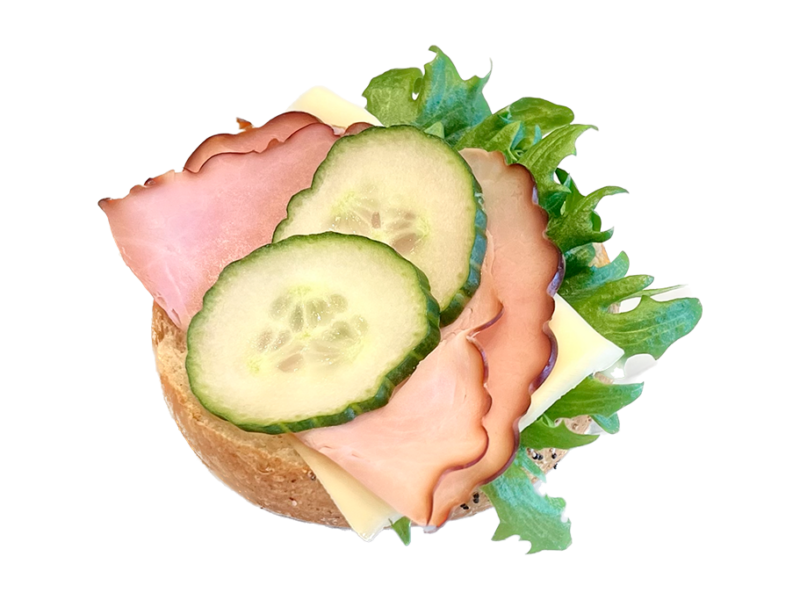 Ost- och skinkfralla ljus, halv